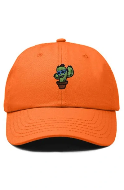 Dalix Cactus Embroidered Casual Cap In Orange