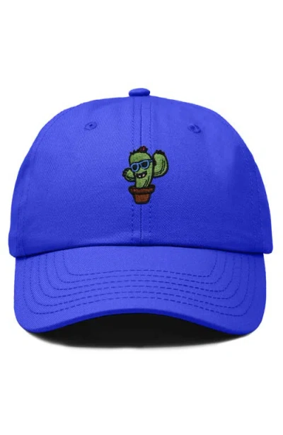 Dalix Cactus Embroidered Casual Cap In Royal Blue