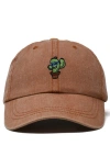 Dalix Cactus Embroidered Casual Cap In Washed Orange