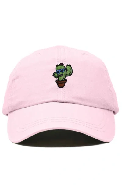 Dalix Cactus Embroidered Casual Cap In Washed Pink