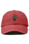 Dalix Cactus Embroidered Casual Cap In Washed Red