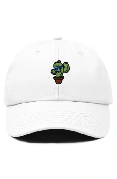 Dalix Cactus Embroidered Casual Cap In White