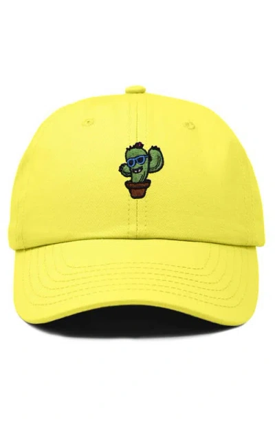 Dalix Cactus Embroidered Casual Cap In Yellow