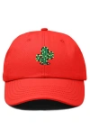 Dalix Cactus Embroidered Low Crown Cap In Red