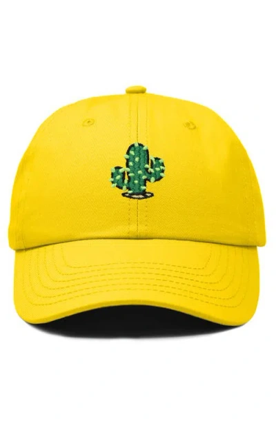 Dalix Cactus Embroidered Low Crown Cap In Yellow