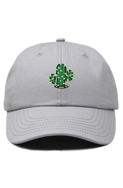 Dalix Cactus Embroidered Low Crown Cap In Gray