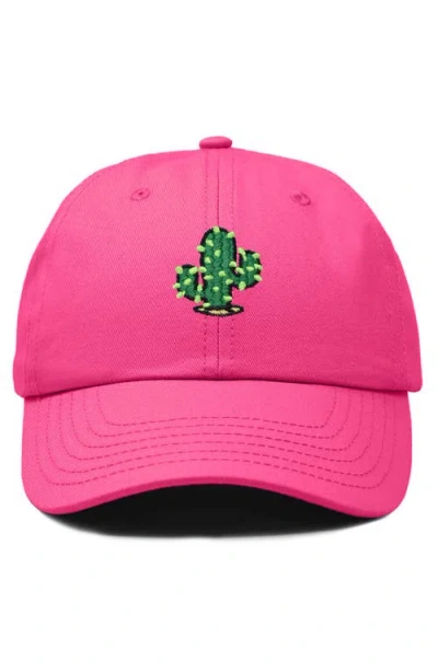 Dalix Cactus Embroidered Low Crown Cap In Pink