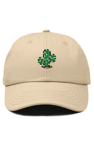 Dalix Cactus Embroidered Low Crown Cap In Khaki