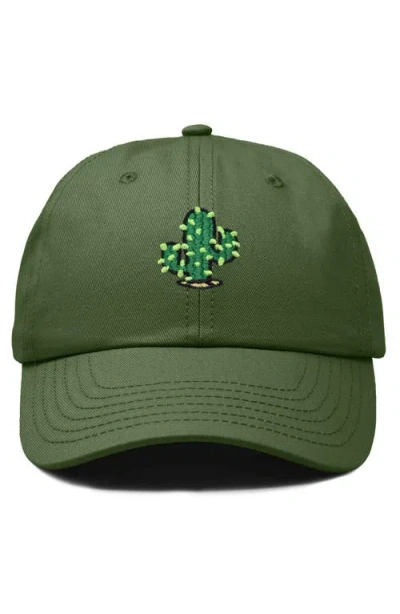 Dalix Cactus Embroidered Low Crown Cap In Green