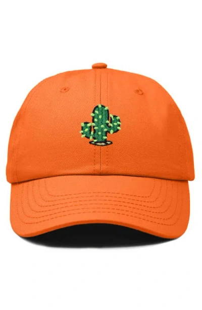 Dalix Cactus Embroidered Low Crown Cap In Orange