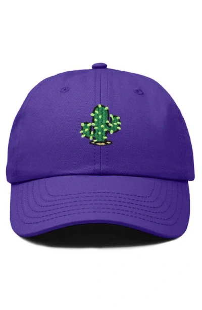 Dalix Cactus Embroidered Low Crown Cap In Purple