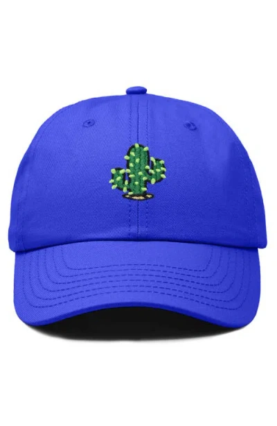 Dalix Cactus Embroidered Low Crown Cap In Blue