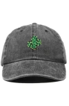 Dalix Cactus Embroidered Low Crown Cap In Washed Black