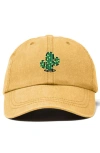 Dalix Cactus Embroidered Low Crown Cap In Washed Gold