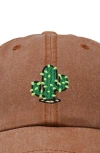Dalix Cactus Embroidered Low Crown Cap In Washed Orange