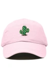 Dalix Cactus Embroidered Low Crown Cap In Pink