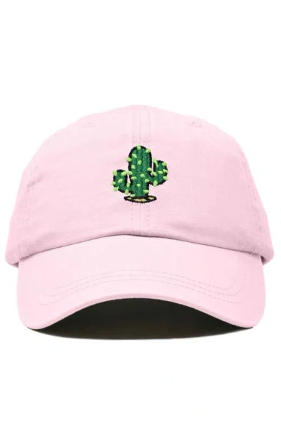Dalix Cactus Embroidered Low Crown Cap In Pink