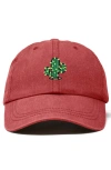 Dalix Cactus Embroidered Low Crown Cap In Washed Red