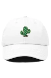 Dalix Cactus Embroidered Low Crown Cap In White