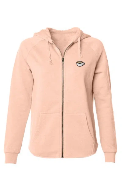 Dalix Cappuccino Zip Fleece Hoodie In Blush