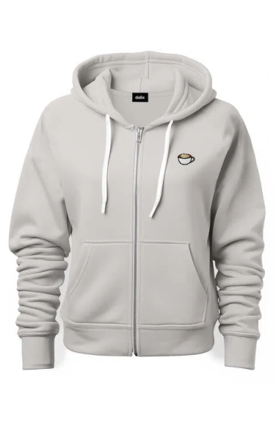 Dalix Cappuccino Zip Hoodie In Silver