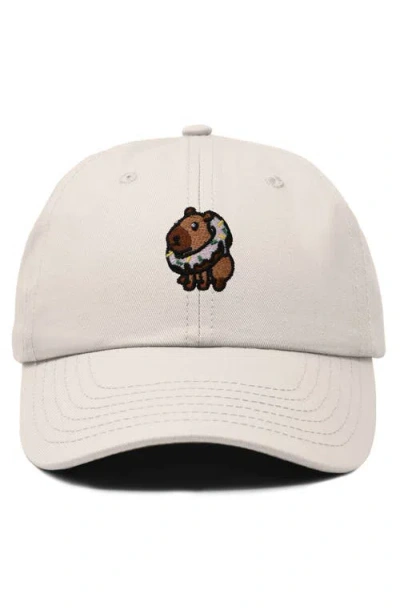 Dalix Capybara Donut Embroidered Cap In Beige
