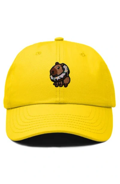 Dalix Capybara Donut Embroidered Cap In Gold