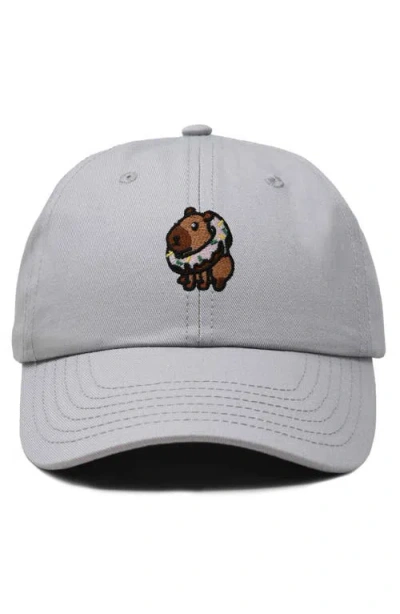 Dalix Capybara Donut Embroidered Cap In Gray