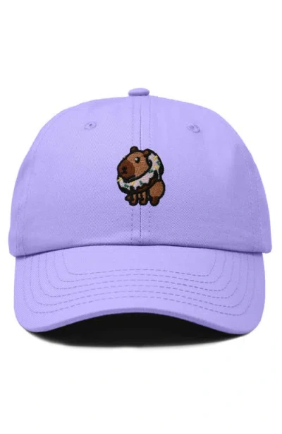 Dalix Capybara Donut Embroidered Cap In Lavender