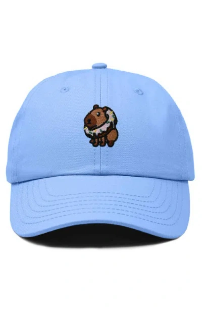 Dalix Capybara Donut Embroidered Cap In Light Blue