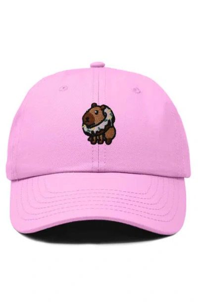 Dalix Capybara Donut Embroidered Cap In Light Pink
