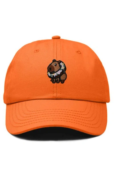 Dalix Capybara Donut Embroidered Cap In Orange
