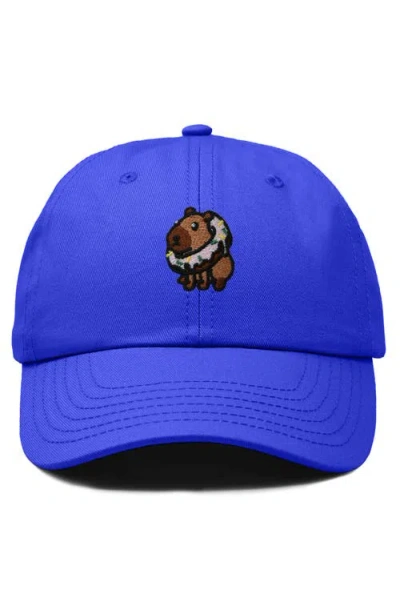 Dalix Capybara Donut Embroidered Cap In Royal Blue