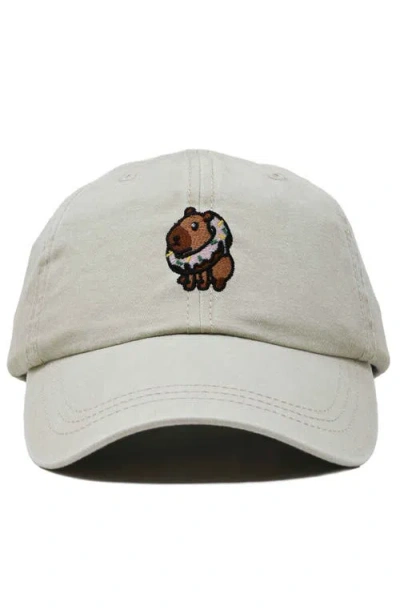 Dalix Capybara Donut Embroidered Cap In Gray
