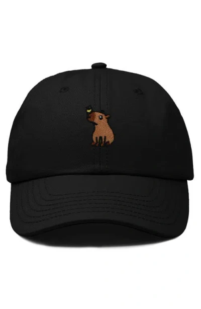 Dalix Capybara Embroidered Everyday Hat In Black