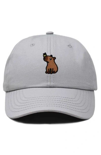 Dalix Capybara Embroidered Everyday Hat In Gray