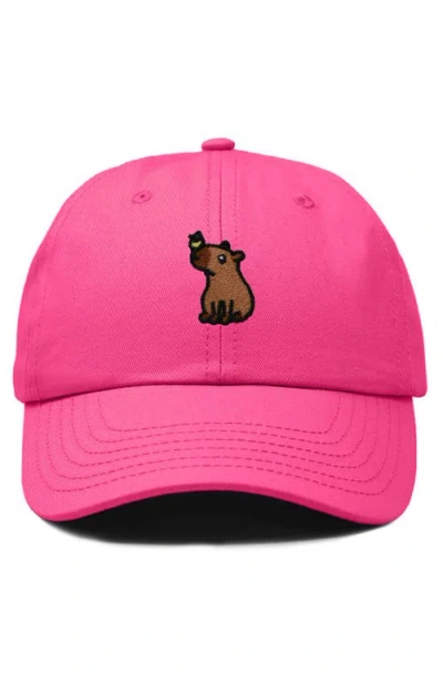 Dalix Capybara Embroidered Everyday Hat In Pink