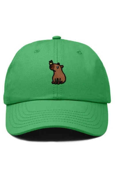 Dalix Capybara Embroidered Everyday Hat In Green