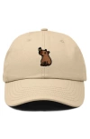 Dalix Capybara Embroidered Everyday Hat In Khaki