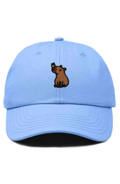 Dalix Capybara Embroidered Everyday Hat In Blue