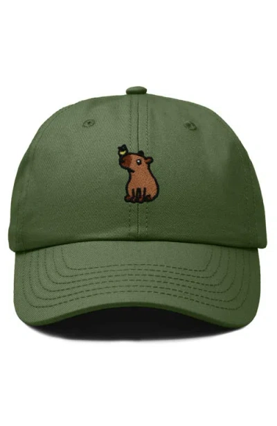 Dalix Capybara Embroidered Everyday Hat In Green