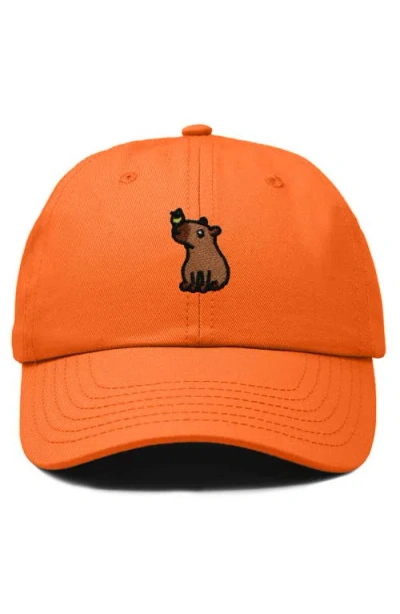 Dalix Capybara Embroidered Everyday Hat In Orange