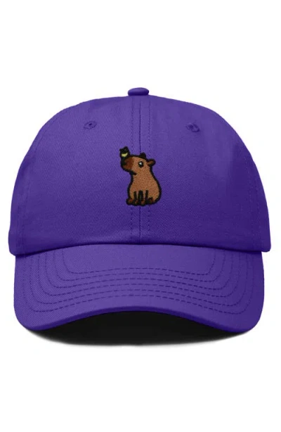 Dalix Capybara Embroidered Everyday Hat In Purple