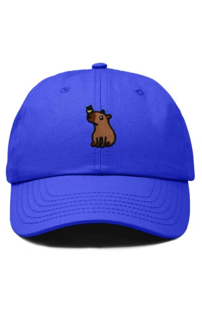 Dalix Capybara Embroidered Everyday Hat In Royal Blue