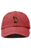 Dalix Capybara Embroidered Everyday Hat In Red
