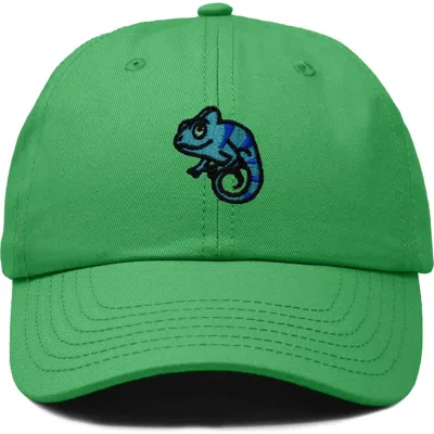 Dalix Chameleon Embroidered Dad Hat In Kelly Green