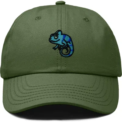 Dalix Chameleon Embroidered Dad Hat In Olive