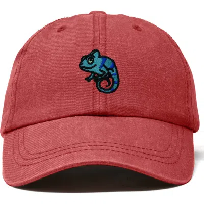 Dalix Chameleon Embroidered Dad Hat In Red
