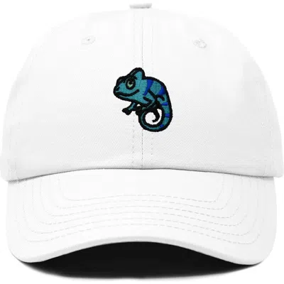 Dalix Chameleon Embroidered Dad Hat In White