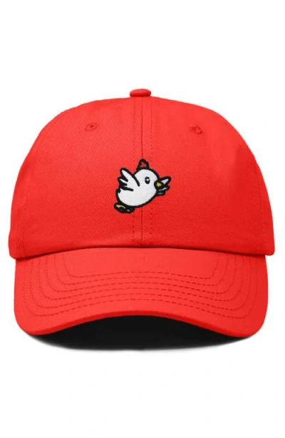 Dalix Chicken Embroidered Cotton Cap In Red